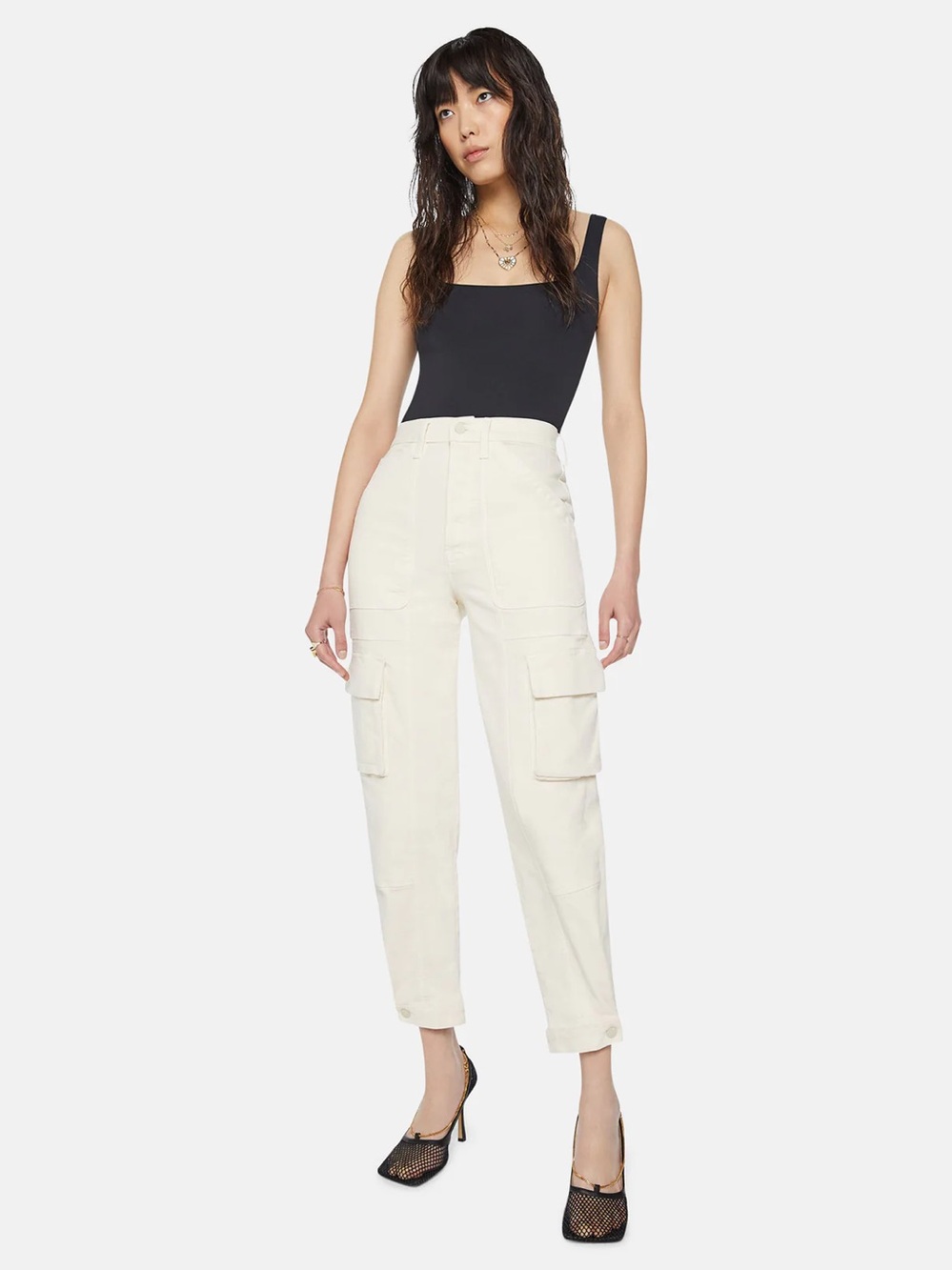 Mother The Curbside Cargo Flood Egg Pant in Eggnog